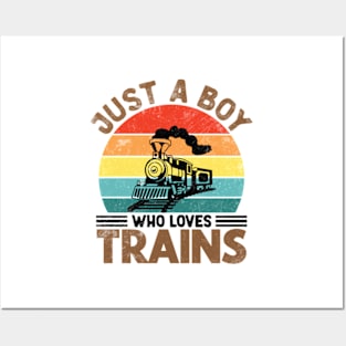 Just a Boy who loves Trains for Boys Posters and Art